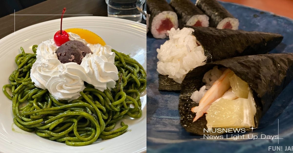 鮮奶油抹茶義大利麵、冰淇淋壽司手卷？2023日本名古屋「獵奇美食餐廳」等你挑戰 日本、日本旅遊、日本美食、名古屋、美食、旅遊、名古屋飯、Mountain、甜味抹茶小倉義大利麵、濃妝麵包、丸八壽司、ABC卷、戶塚遊艇卷