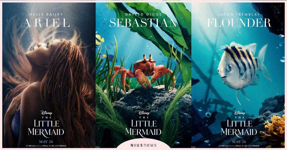《小美人魚》真人版角色海報公開！賽巴斯丁、小比目魚高清正面照，海莉貝莉40秒美聲 小美人魚真人版、迪士尼、小美人魚、愛麗兒、小比目魚