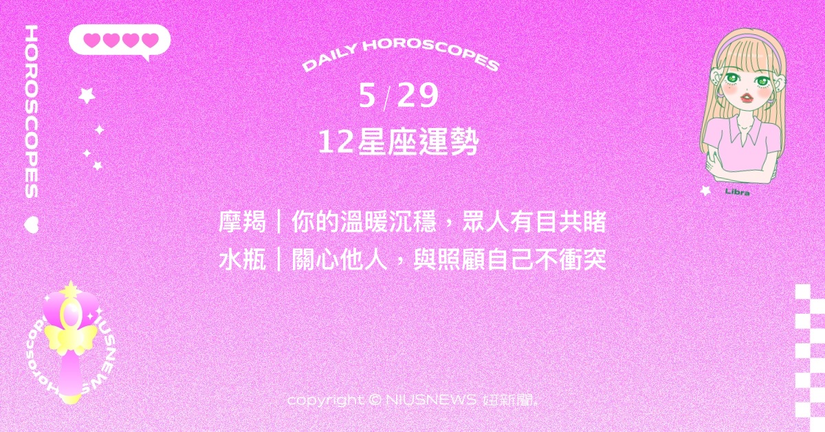 5/29星座點點名：獅子追求成就感考慮開創副業。每日星座進化2.0 星座運勢、當日運勢、星座點點名、每日星座進化2.0