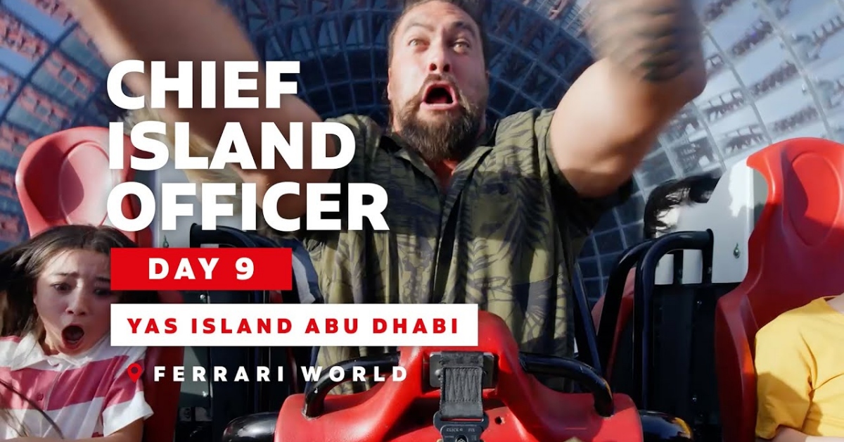 來到法拉利世界，嚇壞傑森摩莫亞 ​  阿布達比、阿拉伯、雲霄飛車、遊樂園、YASISLAND