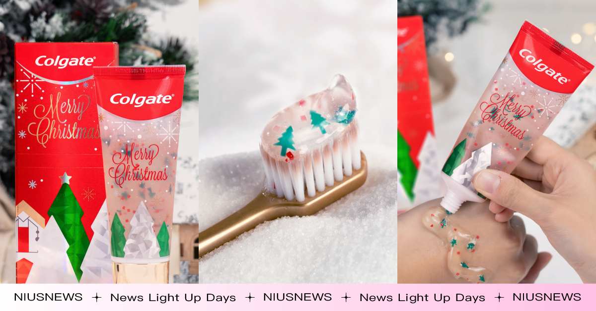 刷牙也能被療癒！聖誕限定版包裝牙膏擠出來有聖誕樹太驚喜，水果香味還能保持好口氣 聖誕節禮物、交換禮物、牙膏、聖誕樹、聖誕限定
