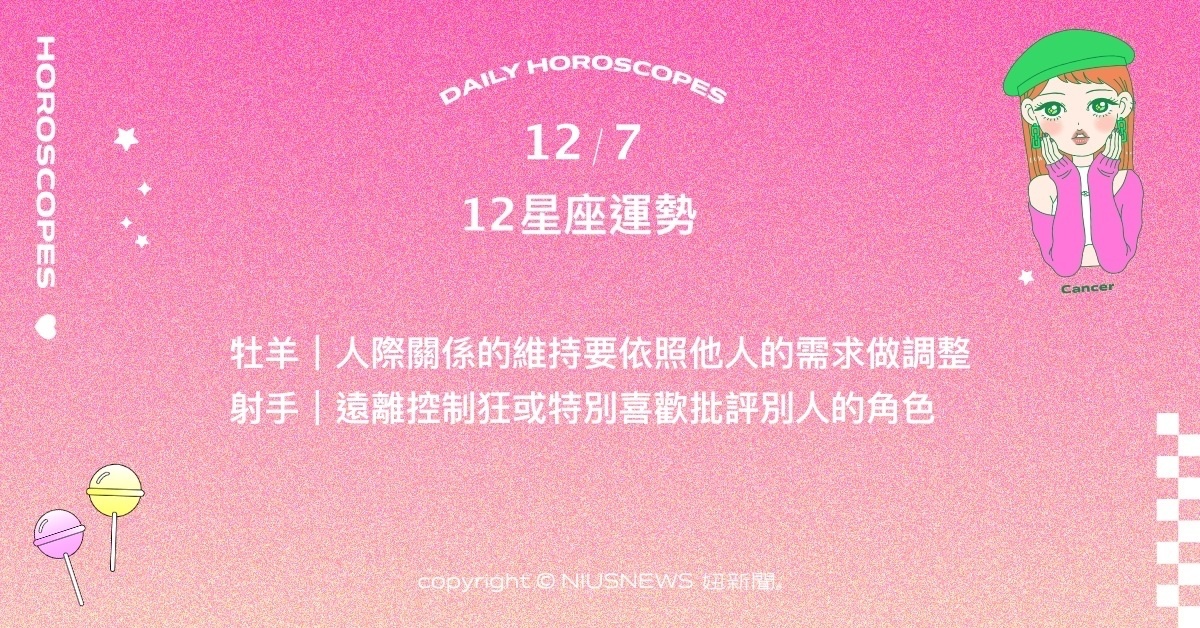 12/7星座點點名：處女需謹慎選擇傾訴對象。每日星座進化2.0 星座運勢、當日運勢、星座點點名、每日星座進化2.0