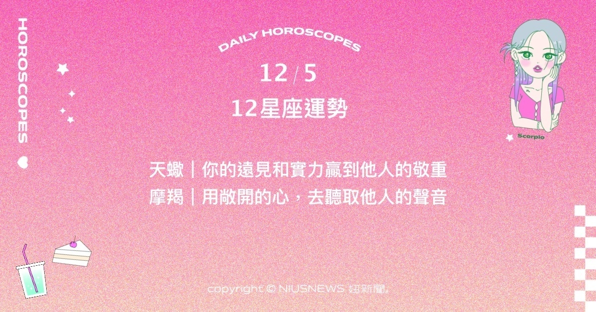 12/5星座點點名：牡羊化不安全感為成長助力。每日星座進化2.0  星座運勢、當日運勢、星座點點名、每日星座進化2.0