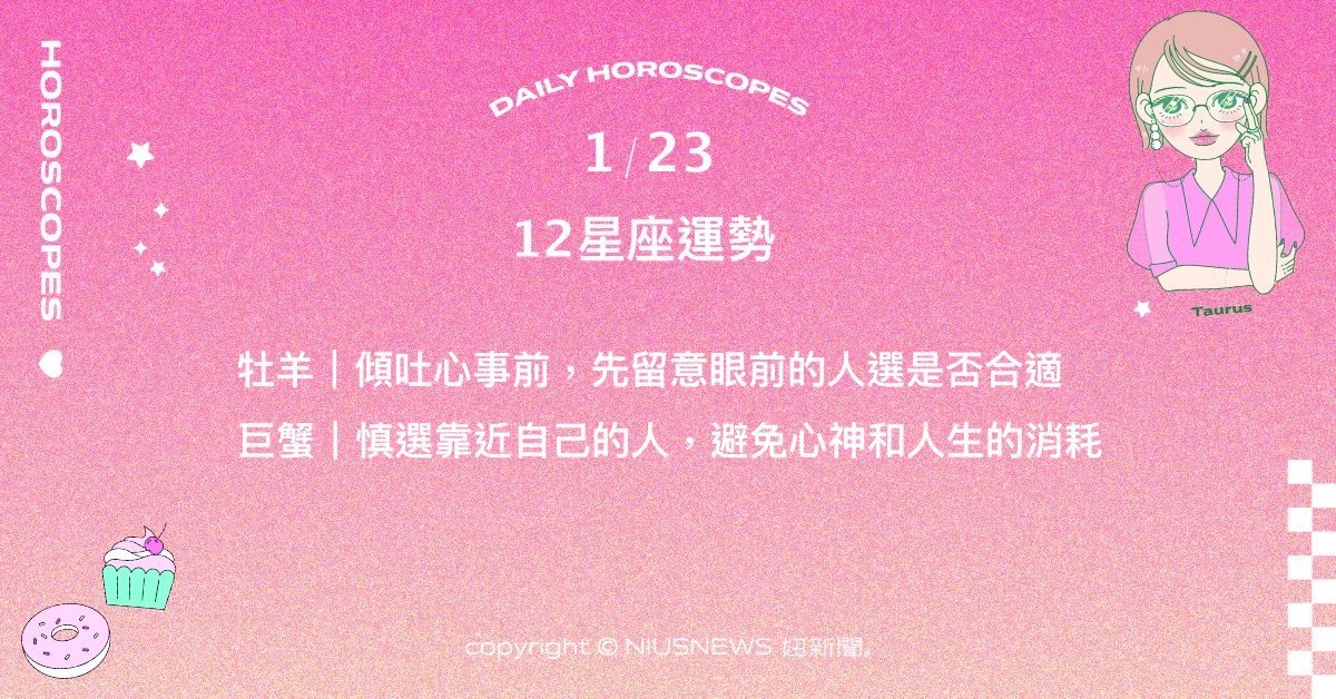 1/23星座點點名：處女好人緣在職場成為被厚愛呵護的對象。每日星座進化2.0 星座運勢、當日運勢、星座點點名、每日星座進化2.0