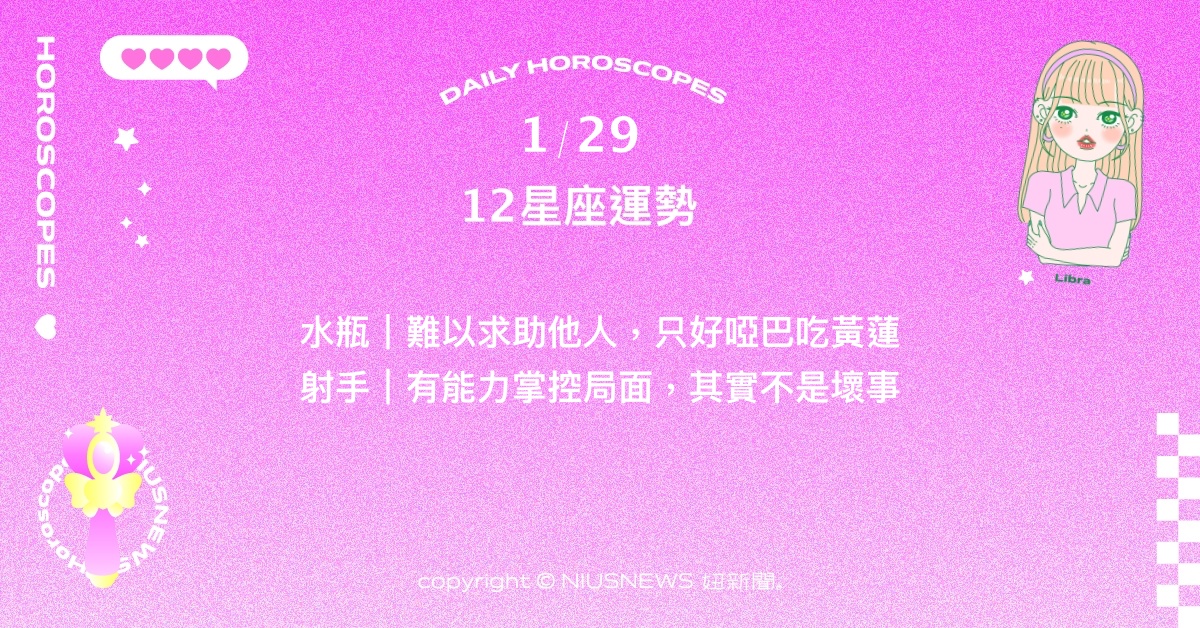 1/29星座點點名：處女在勤奮與慵懶之間有著美好的平衡。每日星座進化2.0 星座運勢、當日運勢、星座點點名、每日星座進化2.0
