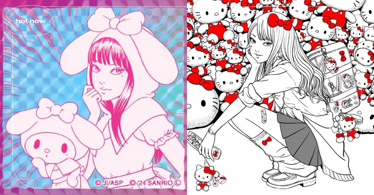 伊藤潤二聯名「三麗鷗」怪可愛！辣妹富江扮演Kitty萌翻，大師親曝合作是為了她？ 伊藤潤二、伊藤潤二聯名、富江、美少年、三麗鷗、三麗鷗聯名、三麗鷗周邊、Hello Kitty、美樂蒂、大耳狗、酷洛米
