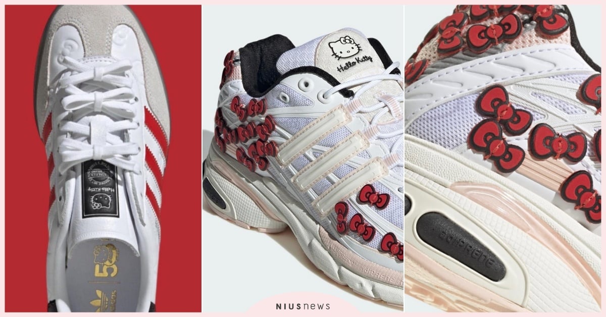 adidas三麗鷗2雙「Hello Kitty聯名鞋」開賣！鞋上25個蝴蝶結萌炸 Kitty聯名運動鞋、adidas三麗鷗、三麗鷗聯名、adidasHelloKitty、HelloKitty聯名鞋、adidas聯名鞋、adidas跑鞋、adidasOriginalsHelloKitty、Gazelle復古鞋