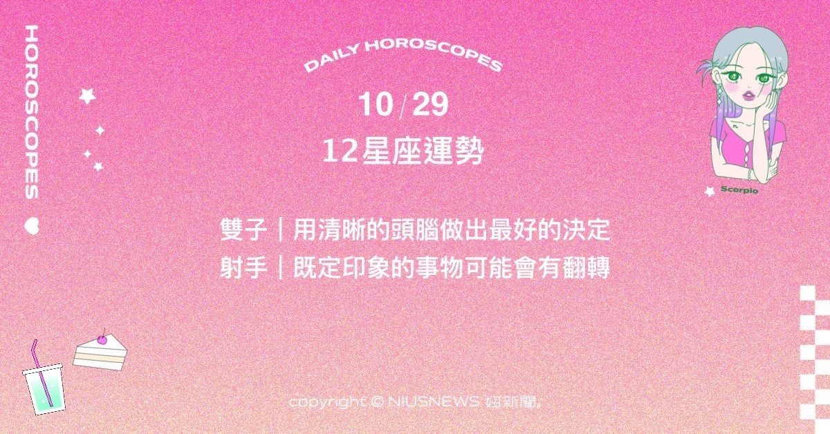 10/29星座點點名：魔羯的謹慎和多慮將錯過最佳時機。每日星座進化2.0 星座運勢、當日運勢、星座點點名、每日星座進化2.0