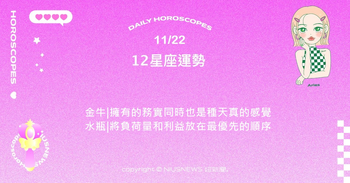 11/22星座點點名：處女適度地表達自己的想法和喜惡。每日星座進化2.0 星座運勢、當日運勢、星座點點名、每日星座進化2.0
