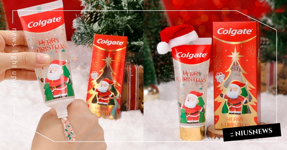 聖誕交換禮物買這！超夢幻「聖誕樹亮片牙膏」刷牙還有水果香味，盒子背後直接當卡片寫 高露潔、牙膏、聖誕節、聖誕交換禮物、