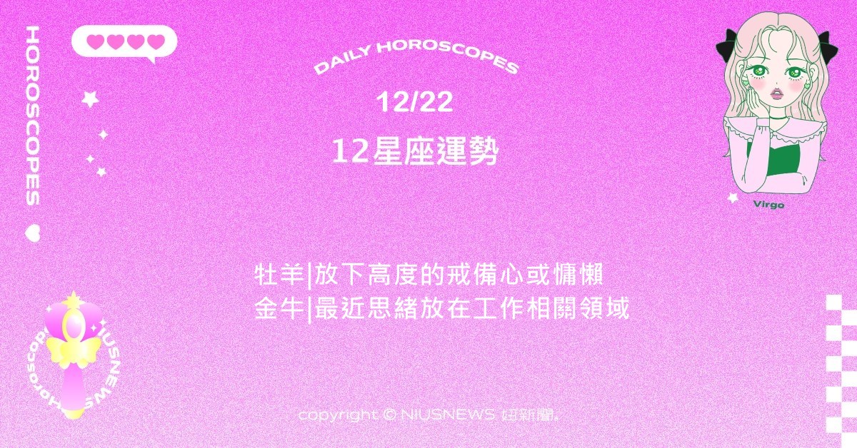 12/22星座點點名：摩羯生活將會在無意間觸動新的發展。每日星座進化2.0 星座運勢、當日運勢、星座點點名、每日星座進化2.0