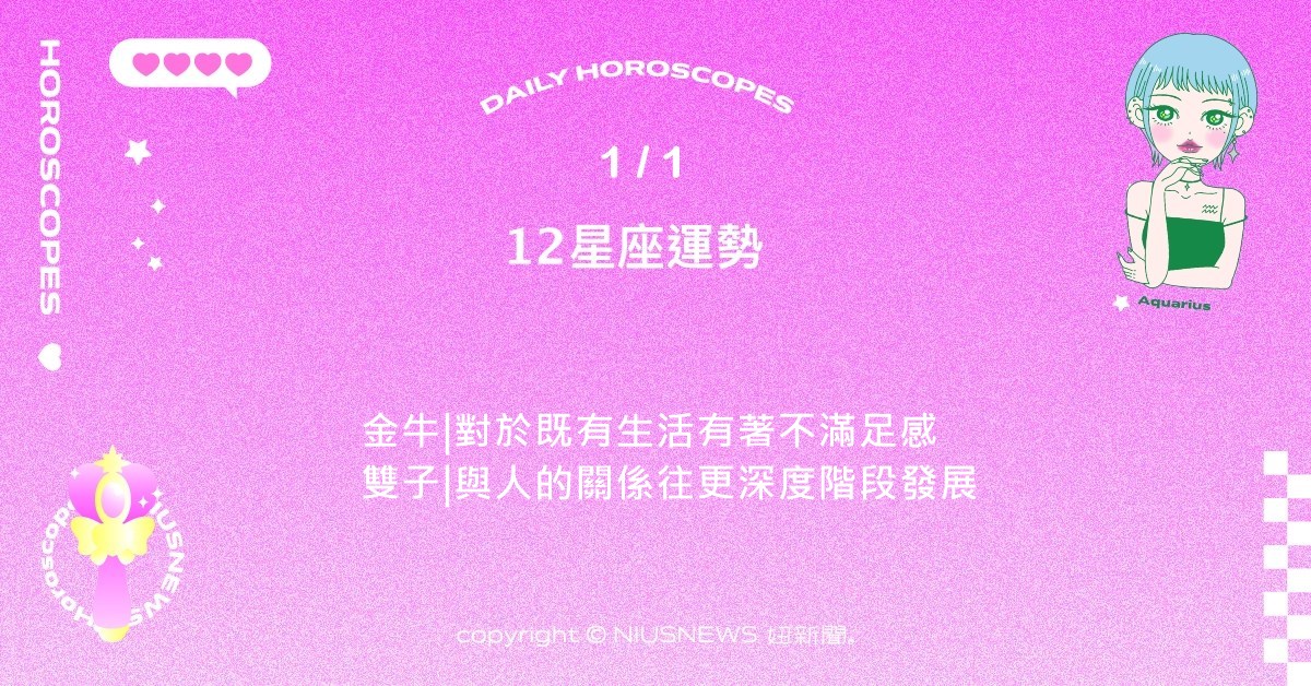 1/1星座點點名：處女依照自己的期待試圖改變現狀。每日星座進化2.0 星座運勢、當日運勢、星座點點名、每日星座進化2.0