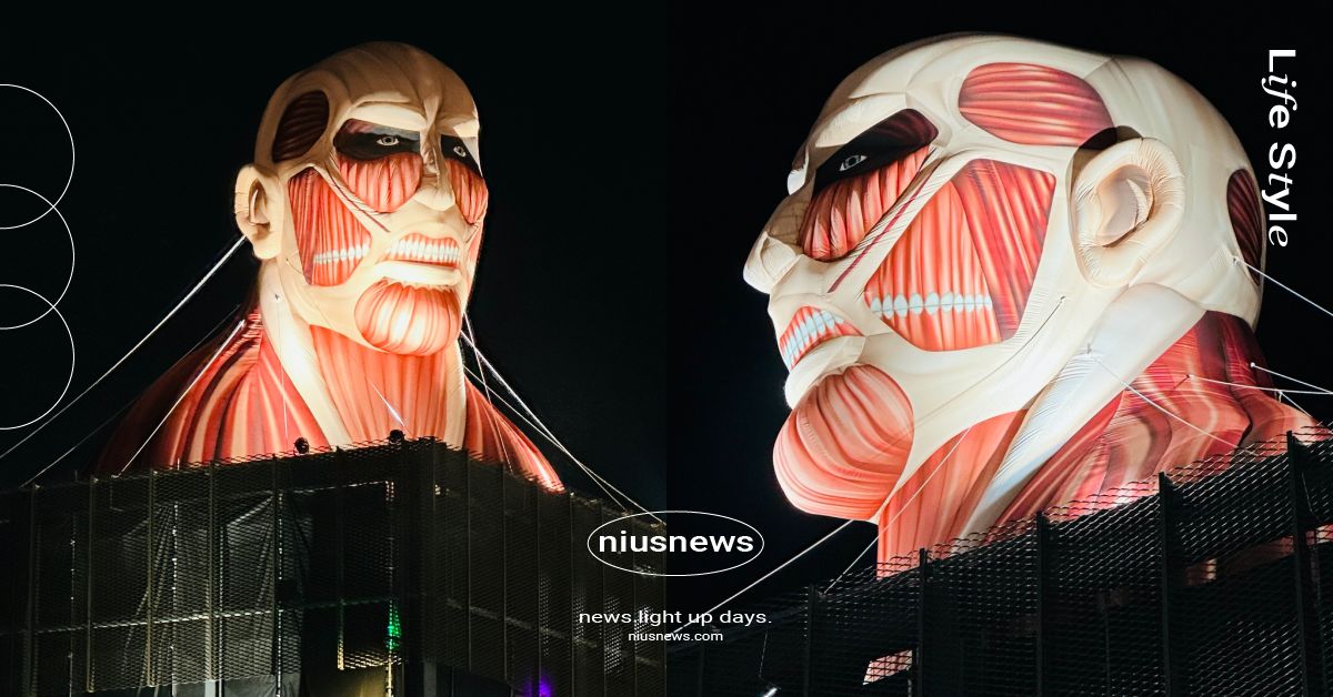 《進擊的巨人》突襲台灣燈會！9公尺超大型巨人喚醒恐懼、主題拍照場景＆周邊販售店必朝聖 進擊的巨人、進擊的巨人台灣燈會、進擊的巨人燈會、台灣燈會、超大型巨人