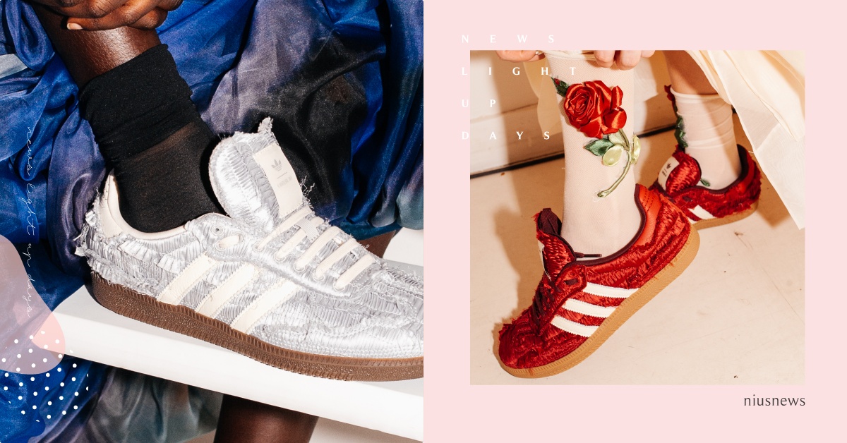 adidas聯名Caroline Hú「浪漫緞面Samba」限量開搶！火焰紅、金屬銀、深邃藍又仙又帥 夢幻聯名球鞋、2025聯名球鞋、adidas蝴蝶結、adidas聯名CarolineHu、adidasOriginals