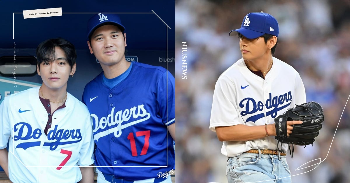 防彈V世紀同框「大谷翔平」！穿道奇球衣「超帥投球瞬間」被瘋傳，退伍2個月首公開復工 防彈V開球、防彈V當兵、防彈少年團當兵、防彈V退伍、防彈V近況