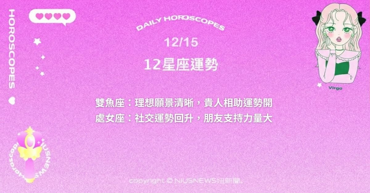 12/15星座點點名：。每日星座進化2.0 星座運勢、當日運勢、星座點點名、每日星座進化2.0