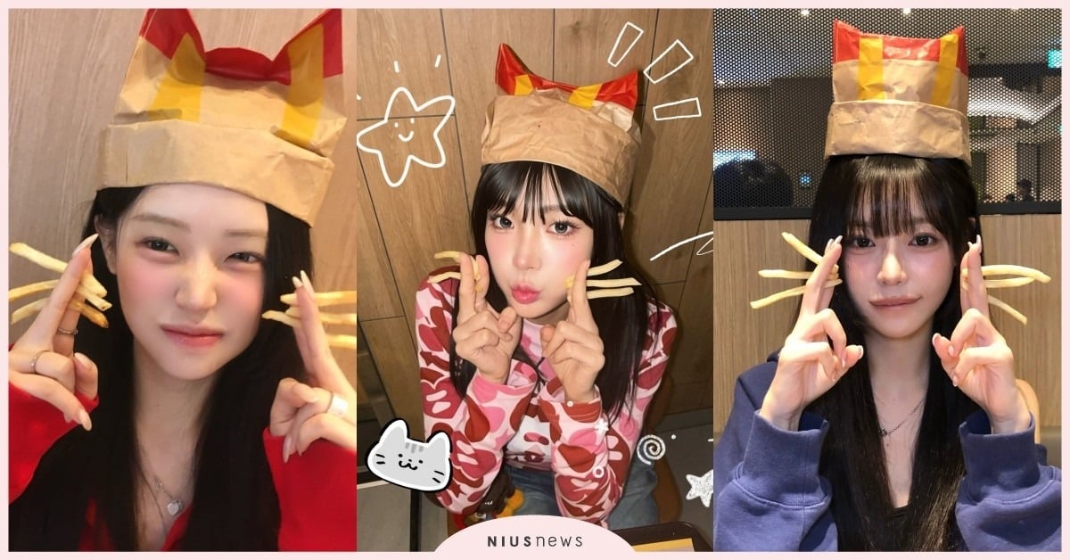 在麥當勞變身Kitty！韓國IG爆紅「薯條貓咪拍照梗」大流行，台女團W!nky海莉也跟上 