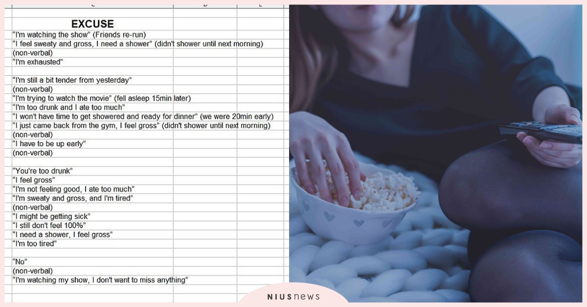 「因為我要看電視！」丈夫將太太拒絕性愛的理由作成EXCEL表？ 私話題、excel、性愛