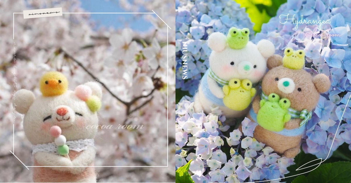 一邊吃丸子一邊賞櫻！日本羊毛氈達人「軟綿綿小動物賞花」超萌羊毛氈大集合 cocoa room、cocoa_room、羊毛氈、instagram、手作