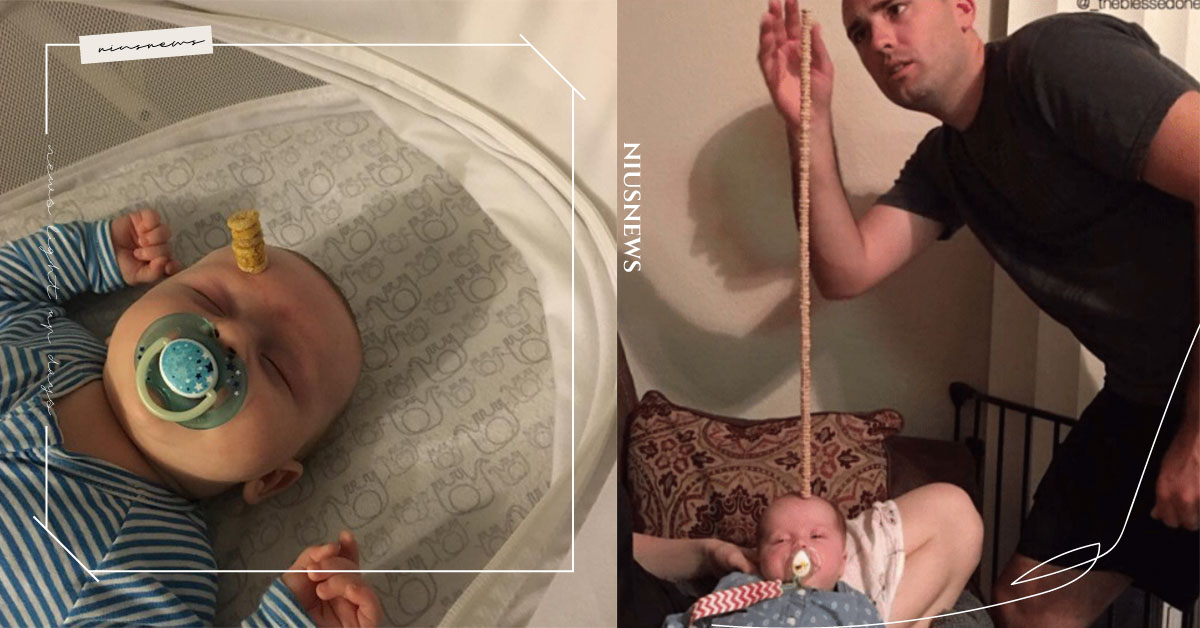 小嬰兒的臉真的有那麼平坦嗎？爸爸們無厘頭的「喜瑞兒挑戰」 theCheerioChallenge、喜瑞兒挑戰、爸爸、嬰兒、小孩