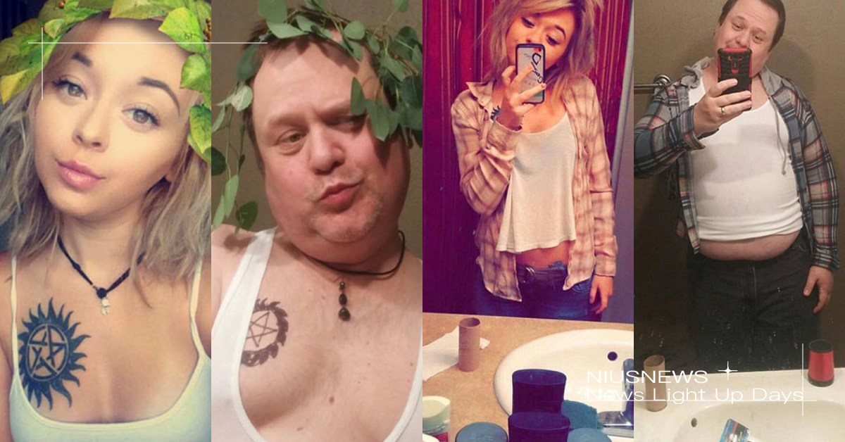 老爸的逆襲！凸肚大叔模仿女兒嘟嘴裝可愛自拍爆紅，出奇招對「女兒穿太辣」無聲抗議 模仿、女兒、爸爸、自拍、性感、穿著、暴露、爆笑、爆紅