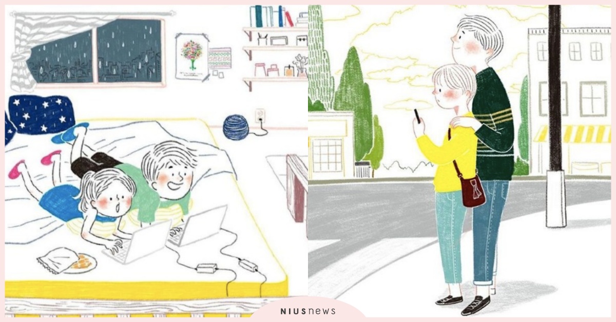 看到圖想到心裡的誰呢？韓國插畫家描繪出日常的2人世界，甜蜜氛圍讓嘴角不自覺上揚 戀愛、情侶、甜蜜、插畫、CHASSAM