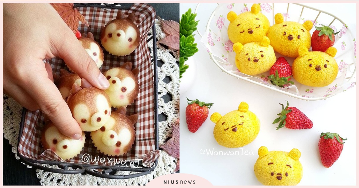 維尼TsumTsum戚風蛋糕！新加坡媽咪的圓滾滾造型料理 WanwanTea、造型料理、包子、戚風蛋糕、麻糬、TsumTsum、史努比、布丁狗