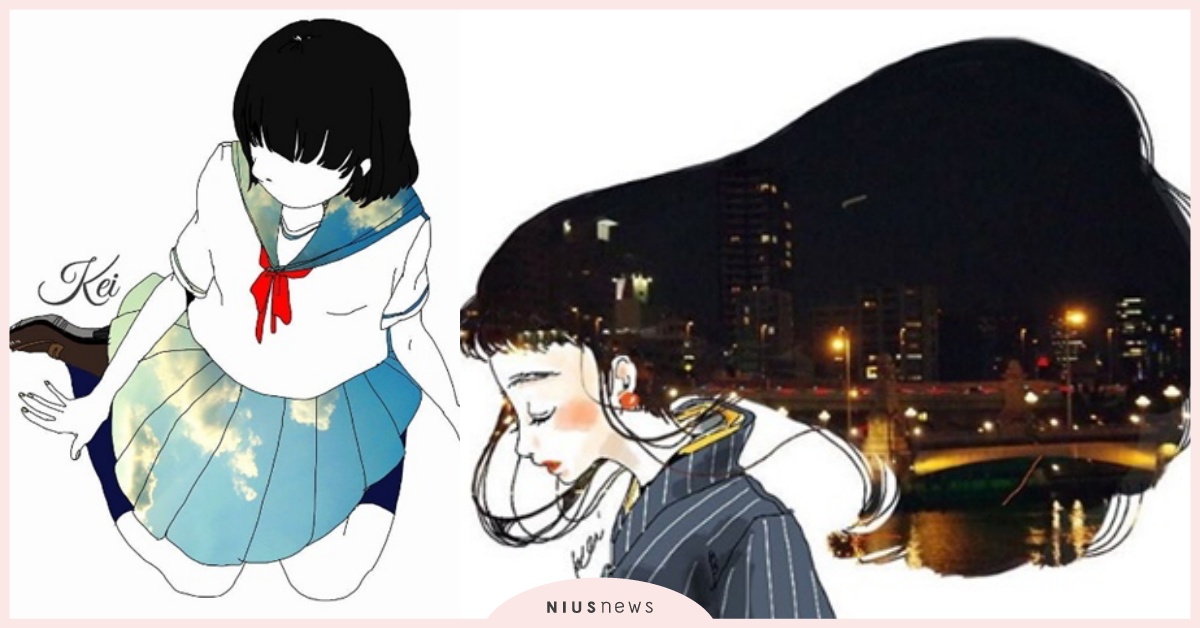 「青空」是最適合制服的顏色！將風景入化的迷幻插畫 kei__okuda、Kei、插畫、日本、水彩