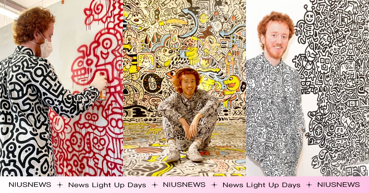 IG 270萬粉絲追蹤！強迫症畫家「Mr.Doodle」塗鴉先生，再大的牆都畫滿 強迫症、塗鴉先生、Mr.Doodle、塗鴉、舒壓、恐慌、作畫、插畫、生病、藝術