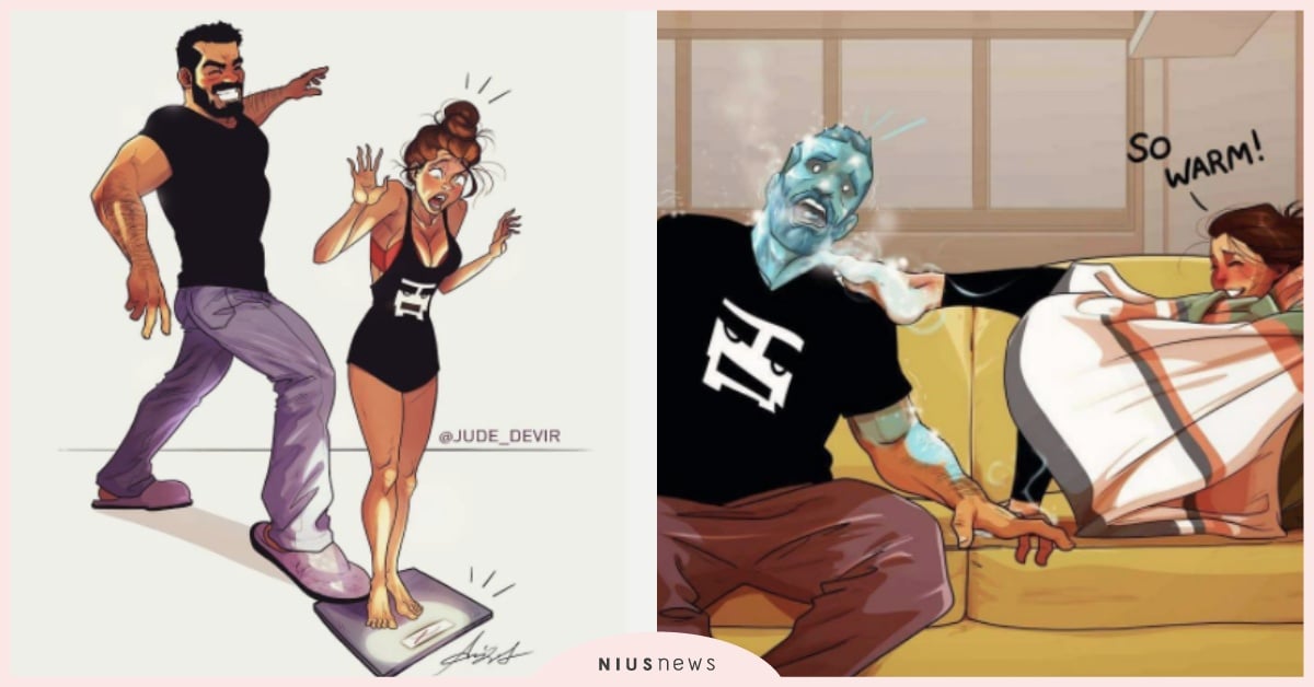 冬天偷用腳冰對方、忘了紀念日？以色列夫妻又甜蜜又好笑的日常插畫 jude_devir、Yehuda Adi Devir、Maya、甜蜜、夫妻、日常、閃、結婚、交往、情侶、缺點、不完美