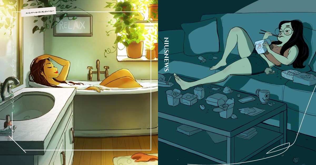 「單身有單身的好」就是喜歡躺在床上耍廢一整天，女孩們獨自生活的療癒插畫！ Yaoyao Ma Van As、插畫、動畫、單身、single