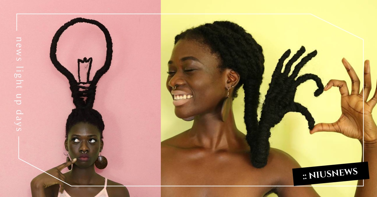 頭頂腳踏車、燈泡髮辮誰能匹敵？全世界獨一無二的「辮子魔人」Laetitia KY Laetitia KY、黑人捲、辮子魔人、綁頭髮、編辮子、髮型、髮飾、辮子造型