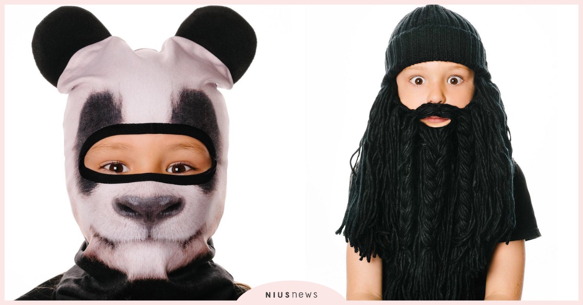 保暖兼微防疫？動物滑雪面具+鬍鬚針織毛帽，戴上連爸媽都認不出 保暖、毛帽、針織、帽、可拆式、鬍鬚、鬍子、維京人、搞笑、創意