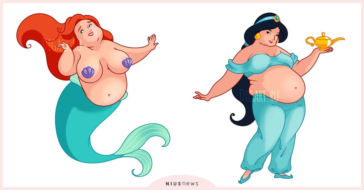 突然發胖考驗王子真心！迪士尼「胖公主」插畫打破美麗框架 迪士尼、公主、插畫、俄羅斯、Victoria Kosheleva、變胖、藝術