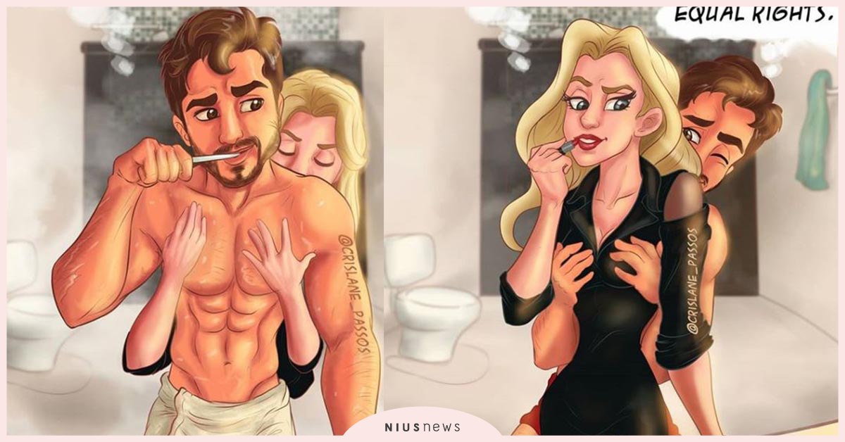 平平都是摸胸怎麼感覺差很大！情趣插畫教你「親密重開機」的夫妻之道 情侶、夫妻、插畫、相處之道、crislane_passos、藝術