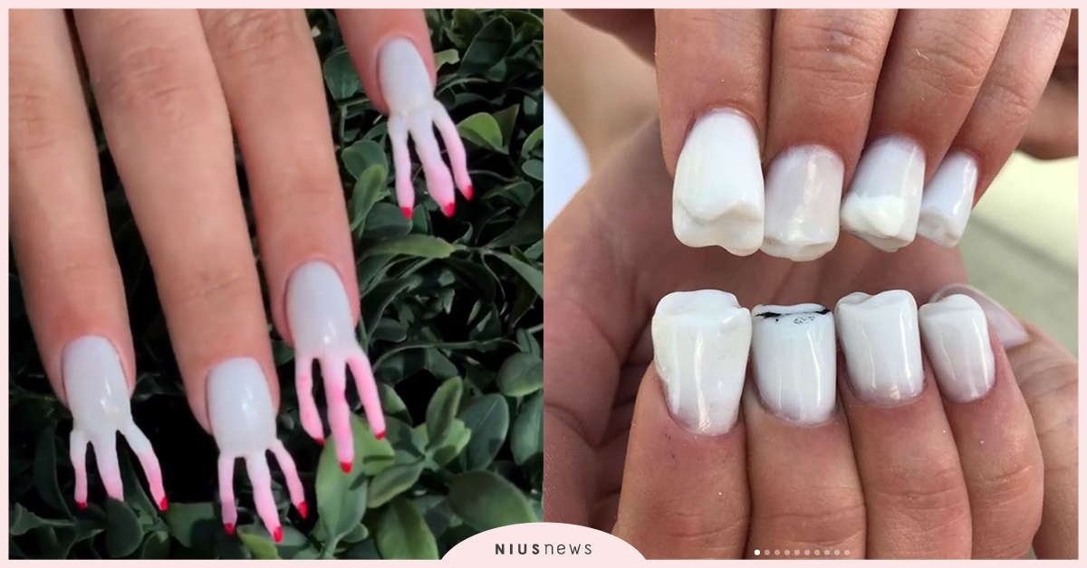能修剪鼻毛的指彩讓你1秒笑噴！鼻子、牙齒神複製的微獵奇指甲彩繪 指甲彩繪、俄羅斯、nail_sunny、獵奇