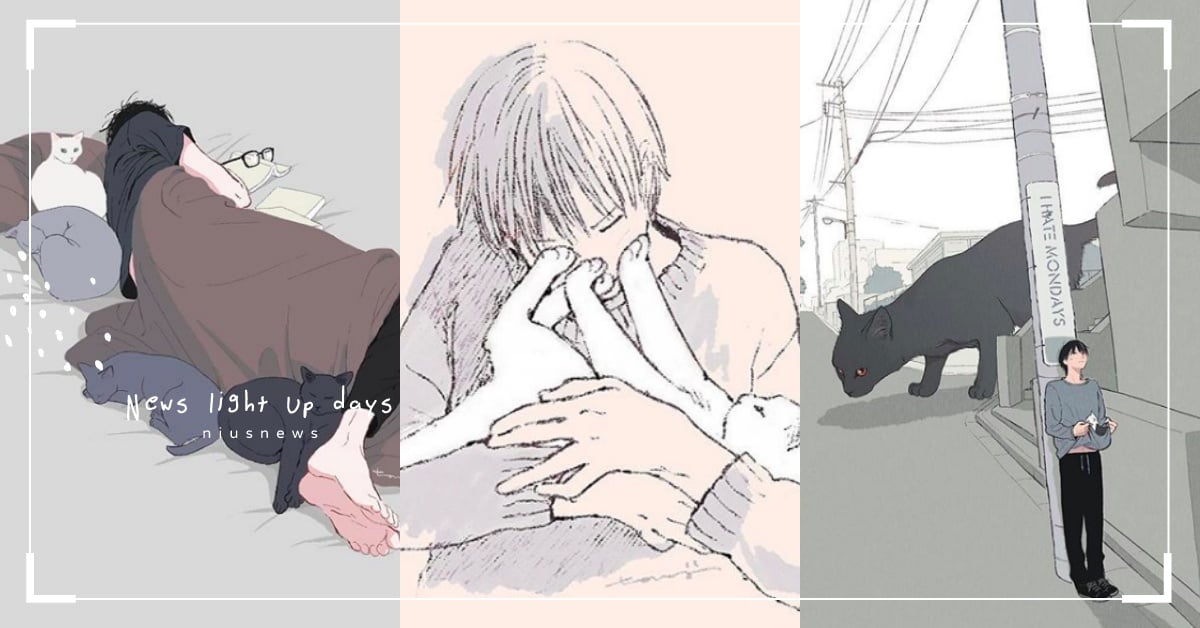 想當桌布！男子×貓咪24小時日常插畫特輯！日系帥哥＆萌貓一次滿足 插畫、日本、清新、丹地陽子、YokoTanji、男子、貓咪、療癒、畫風、藝術