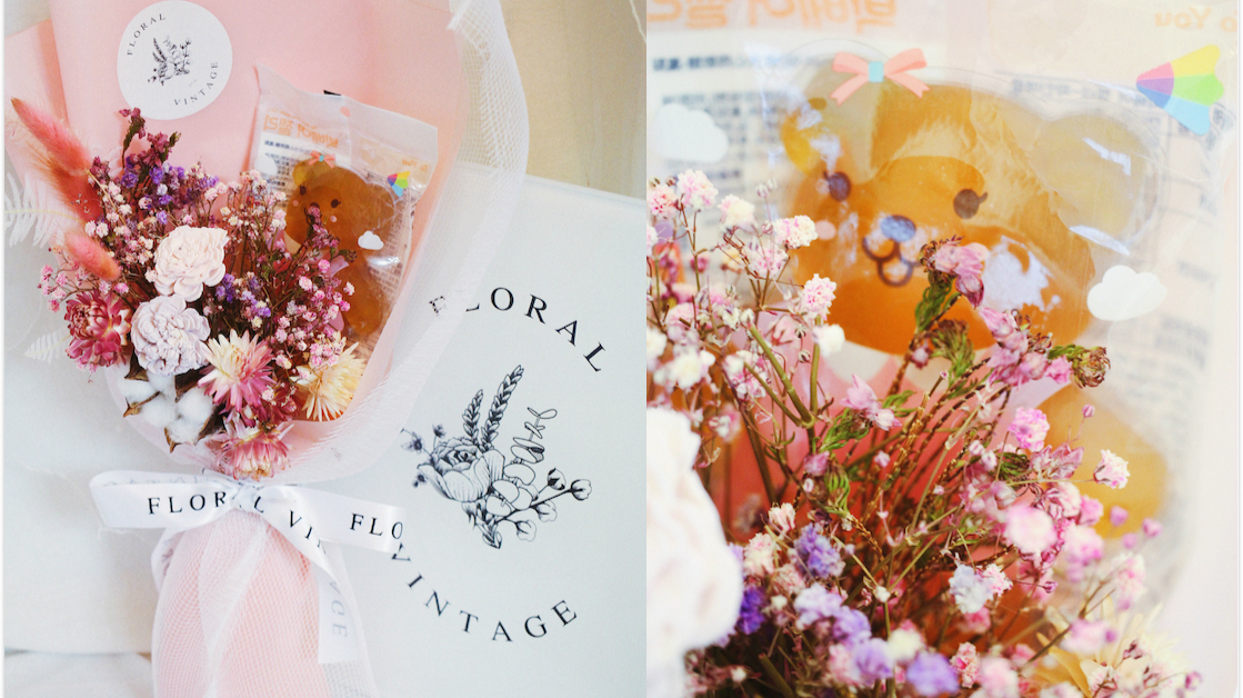 情人節快到，來一束視覺、口感都好甜蜜的韓國JUMBO BEAR熊大王花束吧！ 乾燥花 、情人節花束、情人節