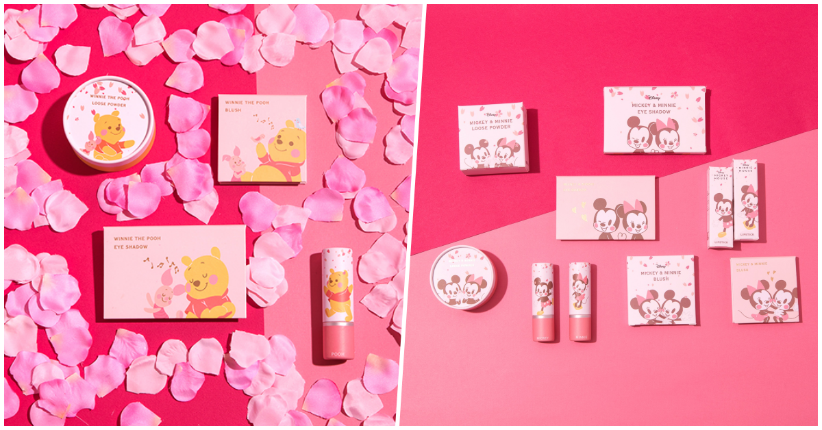 櫻花飄落在小熊維尼與米奇米妮上！夢幻粉色包裝替臉蛋妝點出唯美戀愛氣息 櫻花、小熊維尼、米奇米妮、獨家、化妝品、天藍小舖