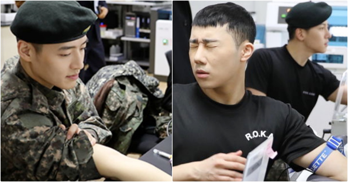 韓星當兵抽血兩樣情！淡定微笑「姜河那」vs崩潰閉眼「聖圭」，真實反應笑歪網友 韓星當兵、韓星服役、INFINITE聖圭、姜河那、池昌旭、韓星抽血