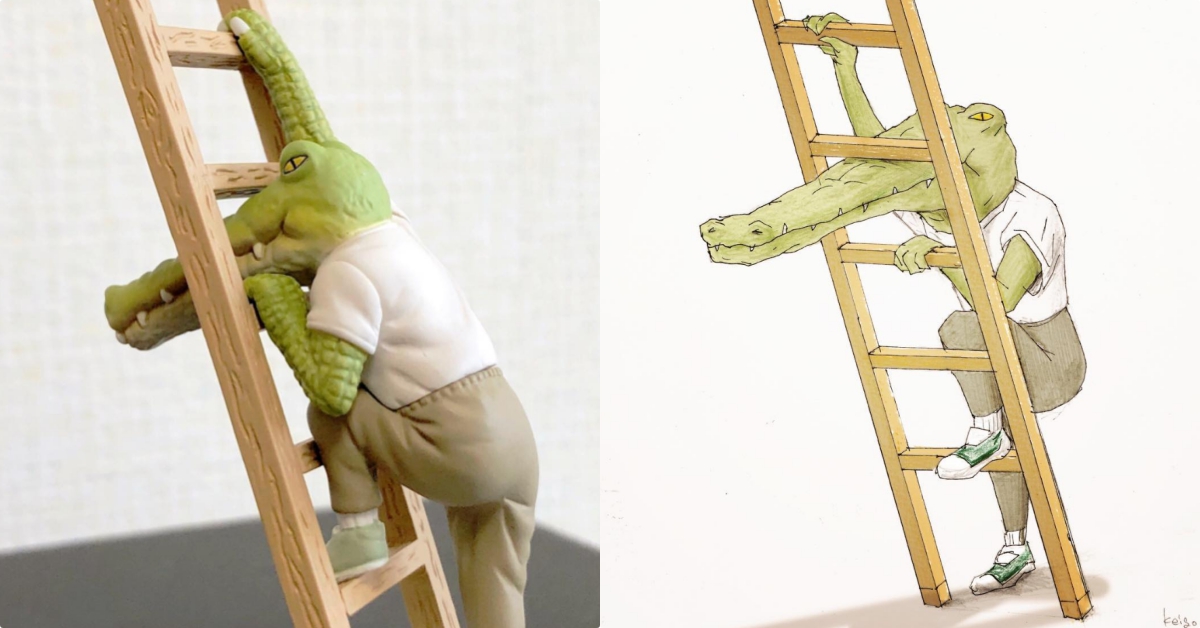 口紅用量超級大、自拍只拍得到嘴？厭世滿點「鱷魚先生」扭蛋無奈登場！ 日本、插畫家、Keigo、厭世動物、我的生活不可能那麼壞