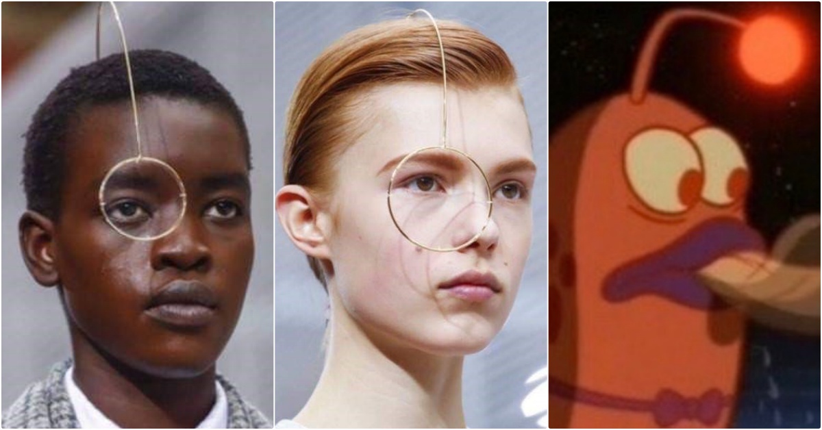 時尚好難懂！時裝周上的「漂浮金框眼鏡」即將爆紅？網友神比喻：是燈籠魚嗎？ Thom Browne、巴黎時裝周、金框眼鏡、眼鏡趨勢、燈籠魚眼鏡