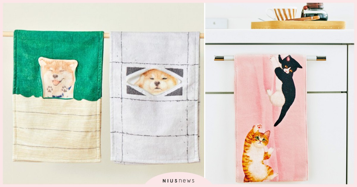擦手時有隻柴在偷看我！超療癒「柴犬＆貓咪毛巾」可愛到讓人不想離開浴室 日本、felissimo、貓咪、柴犬、毛巾、擦手、洗手、可愛
