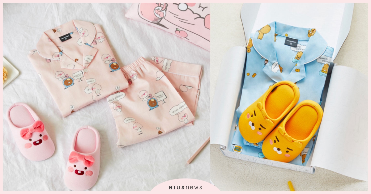 可愛到爆！主題睡衣＋造型拖「Kakao Friends睡衣禮盒」超犯規登場♡ Kakao、Kakao Friends、萊恩、桃子、睡衣、禮盒、韓國、拖鞋