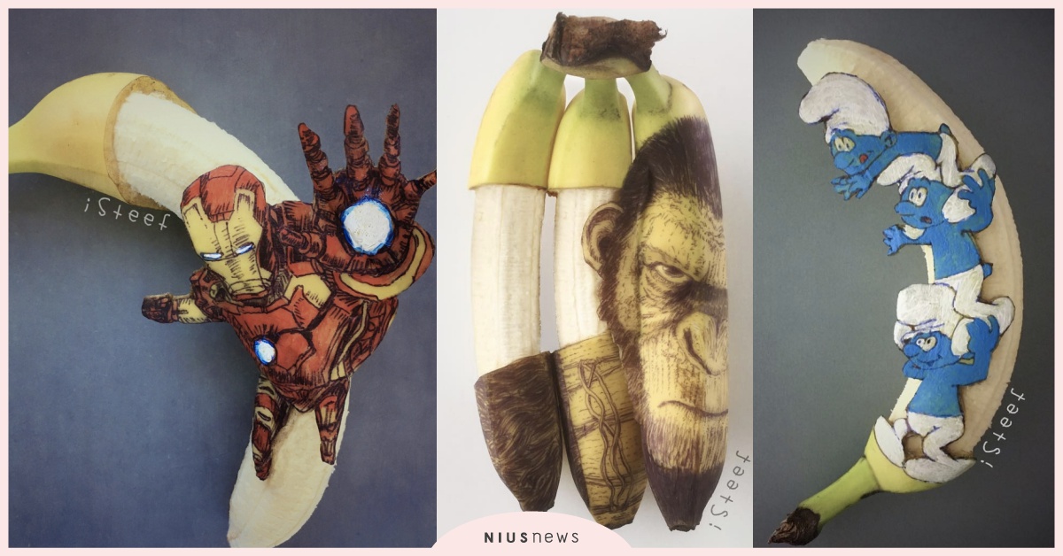 香蕉能吃也能畫！電影、卡通、達文西畫作通通變身香蕉作品了 香蕉、香蕉藝術、Stephan Brusche、克林姆、達文西、