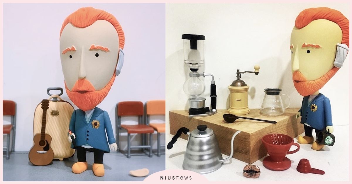 梵谷搭上時光機穿越來到現代，竟搖身一變咖啡達人？| 打翻玩具箱 梵谷、 TodayIsArtDay、 畫家、 穿越、 公仔