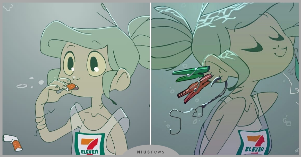 小美人魚吃垃圾、把塑膠袋當衣服穿？德藝術家用「現代版美人魚插畫」暗諷海洋污染 小美人魚、漫畫、webtoon、德國作家、the little trashmaid、海洋、污染、藝術