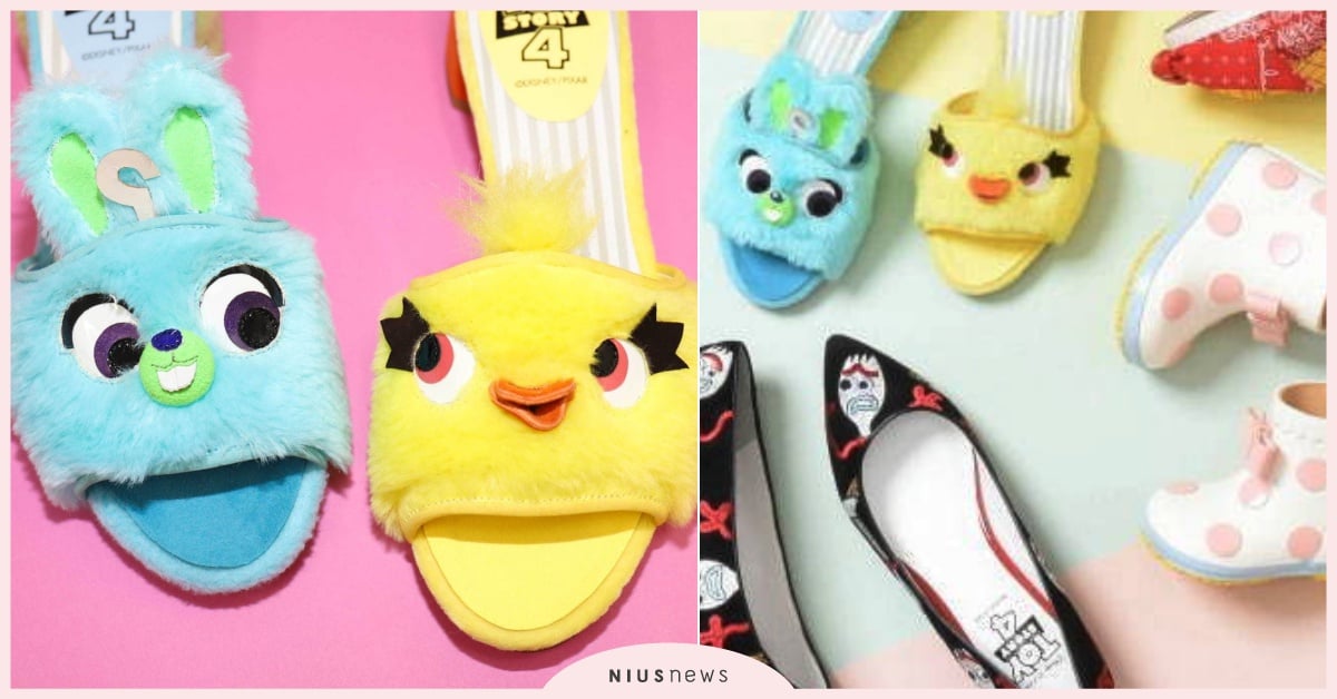 鴨霸和兔崽子一隻一腳毛絨絨拖♡《玩具總動員4》聯名鞋新角色出動，牧羊女雨鞋都超萌 玩具總動員4、玩具總動員聯名、玩具總動員4鞋、鴨霸和兔崽子拖鞋、叉奇、牧羊女、DIANA