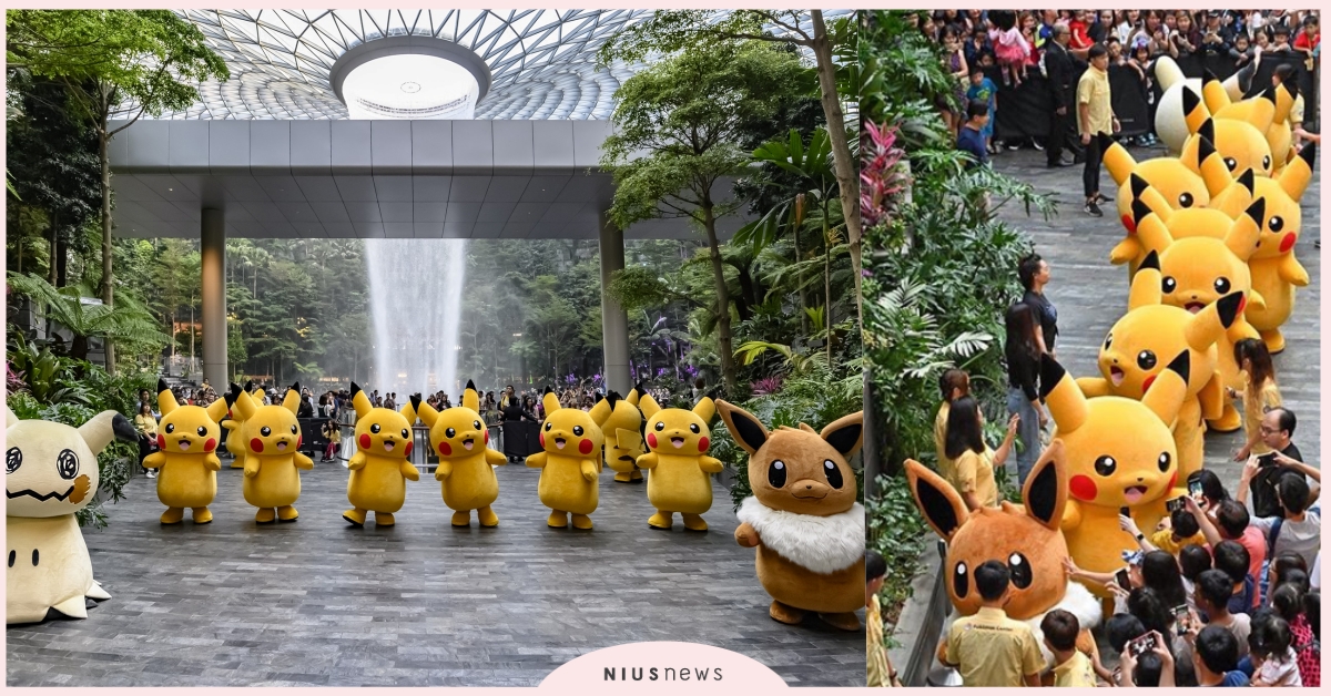 「皮卡丘大量發生中」在新加坡？巨大皮卡丘們連續4週在機場跳舞給你看！ 皮卡丘、伊布、謎擬Ｑ、快閃、新加坡、星耀樟宜、瀑布、跳舞