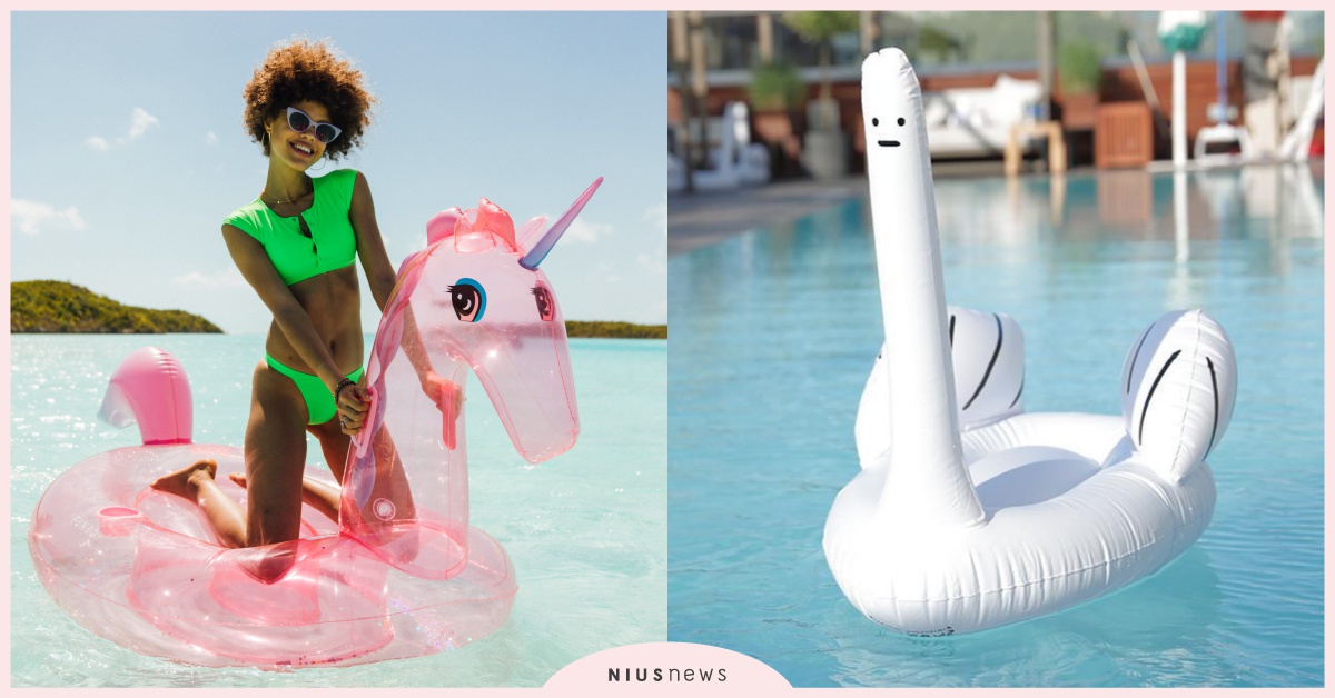 超可愛泳圈特輯！粉紅獨角獸，立體彩虹還有這隻「荒謬天鵝」，讓你天天都想往海邊衝！ 游泳圈、度假、網美、獨角獸、荒謬天鵝